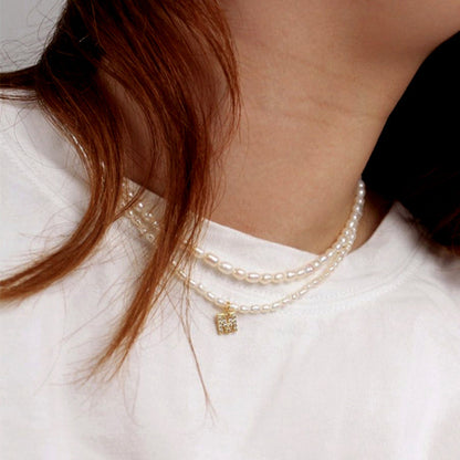 Freshwater Pearl Initial Pendant Necklace