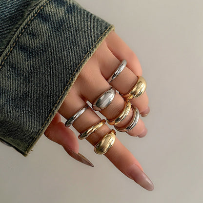 8pc Mixed Metal Chunky Ring Set
