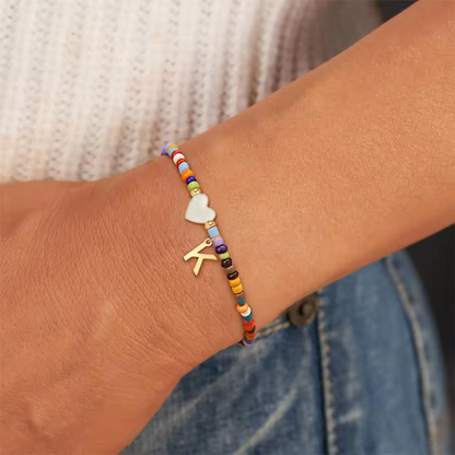 Colorful Initial Heart Bracelet
