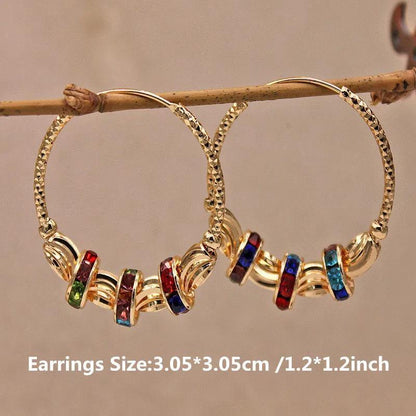 Rainbow Beaded Hoop Earrings