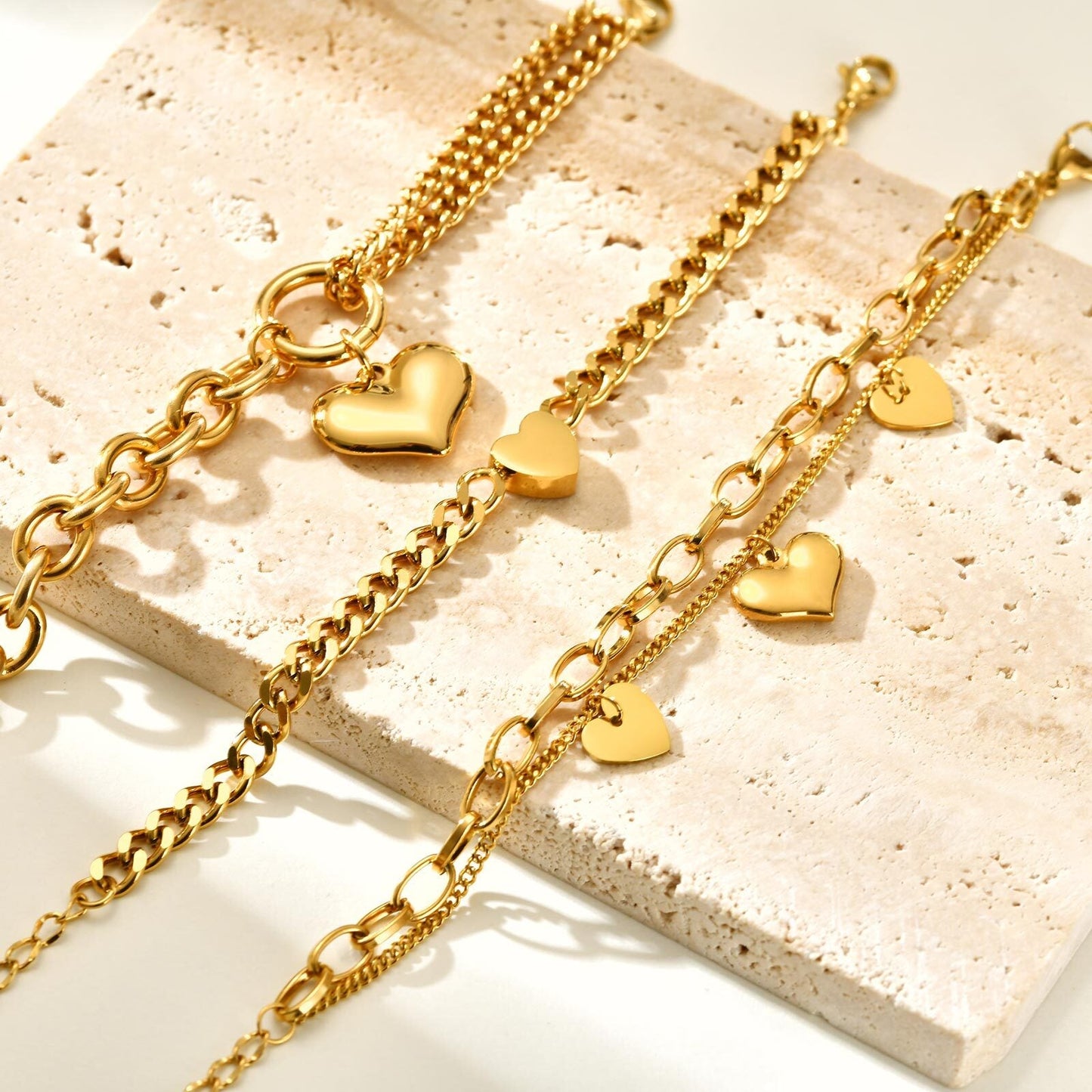 Vintage Heart Charm Bracelet