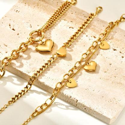 Vintage Heart Charm Bracelet