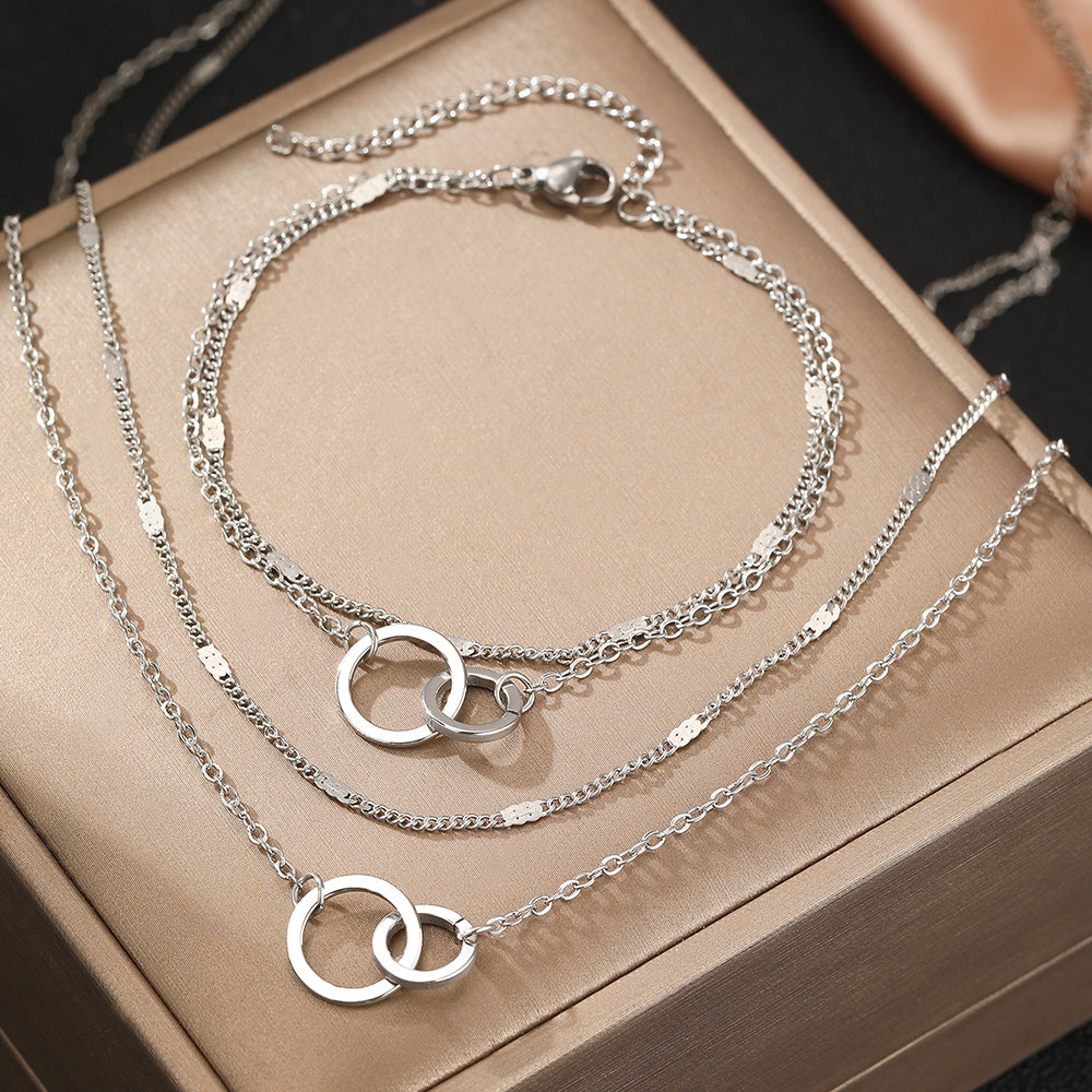 3pc Interlocking Circle Jewelry Set
