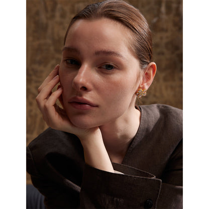 Crystal Petal Flower Stud Earrings