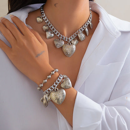 2pc Coin Tassel Necklace Bracelet Set