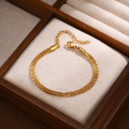 3pc Dainty Gold Chain Bracelet Set