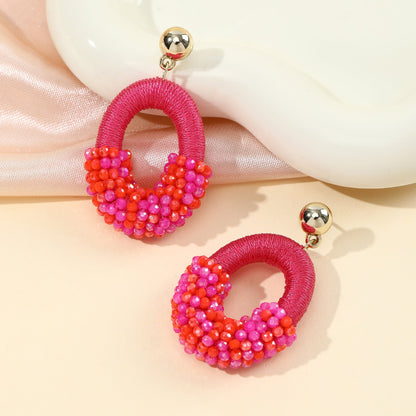 Beaded Gold Cluster Stud Earrings