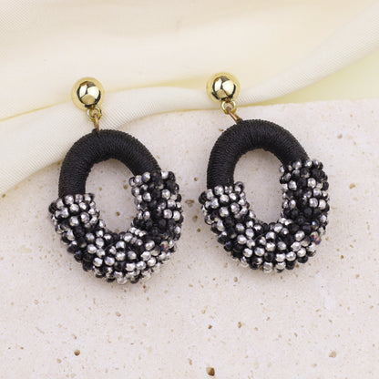 Beaded Gold Cluster Stud Earrings