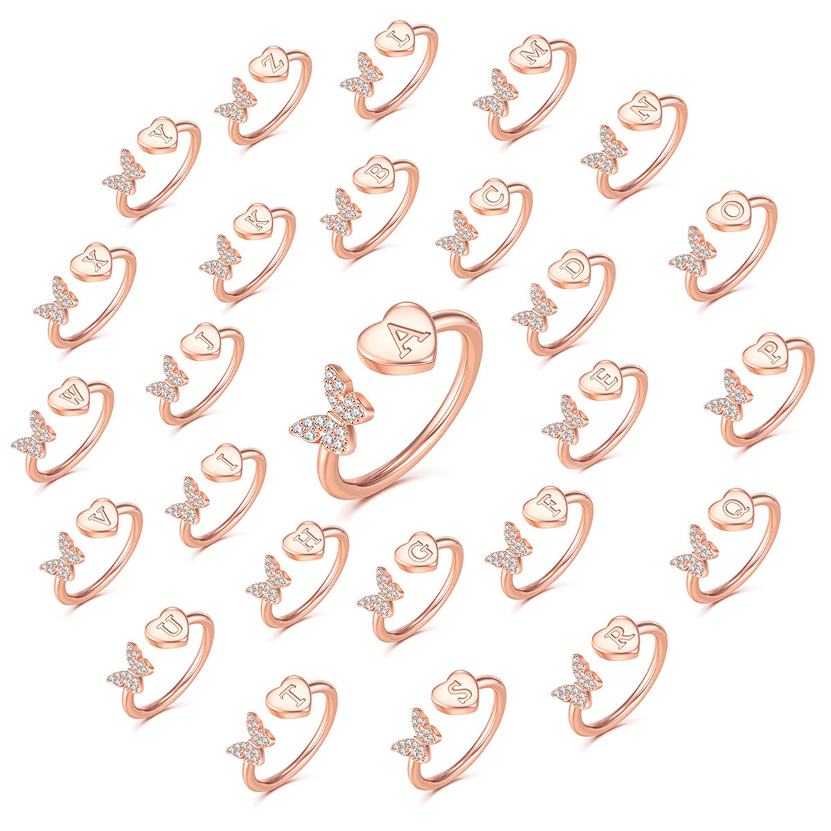 Butterfly Initial Zircon Ring