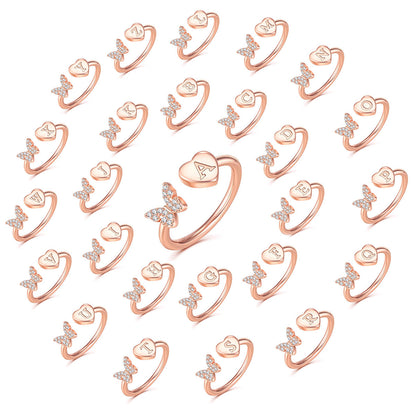 Butterfly Initial Zircon Ring