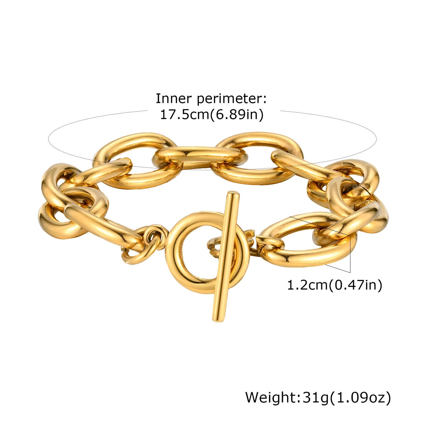 Chunky Gold Toggle Clasp Bracelet