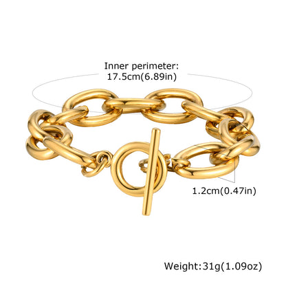 Chunky Gold Toggle Clasp Bracelet