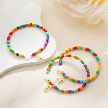 Colorful Initial Heart Bracelet