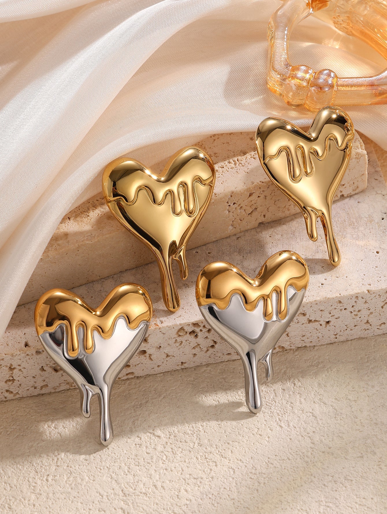 Melted Heart Statement Earrings