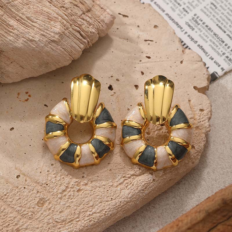 Turquoise Mosaic Hoop Earrings