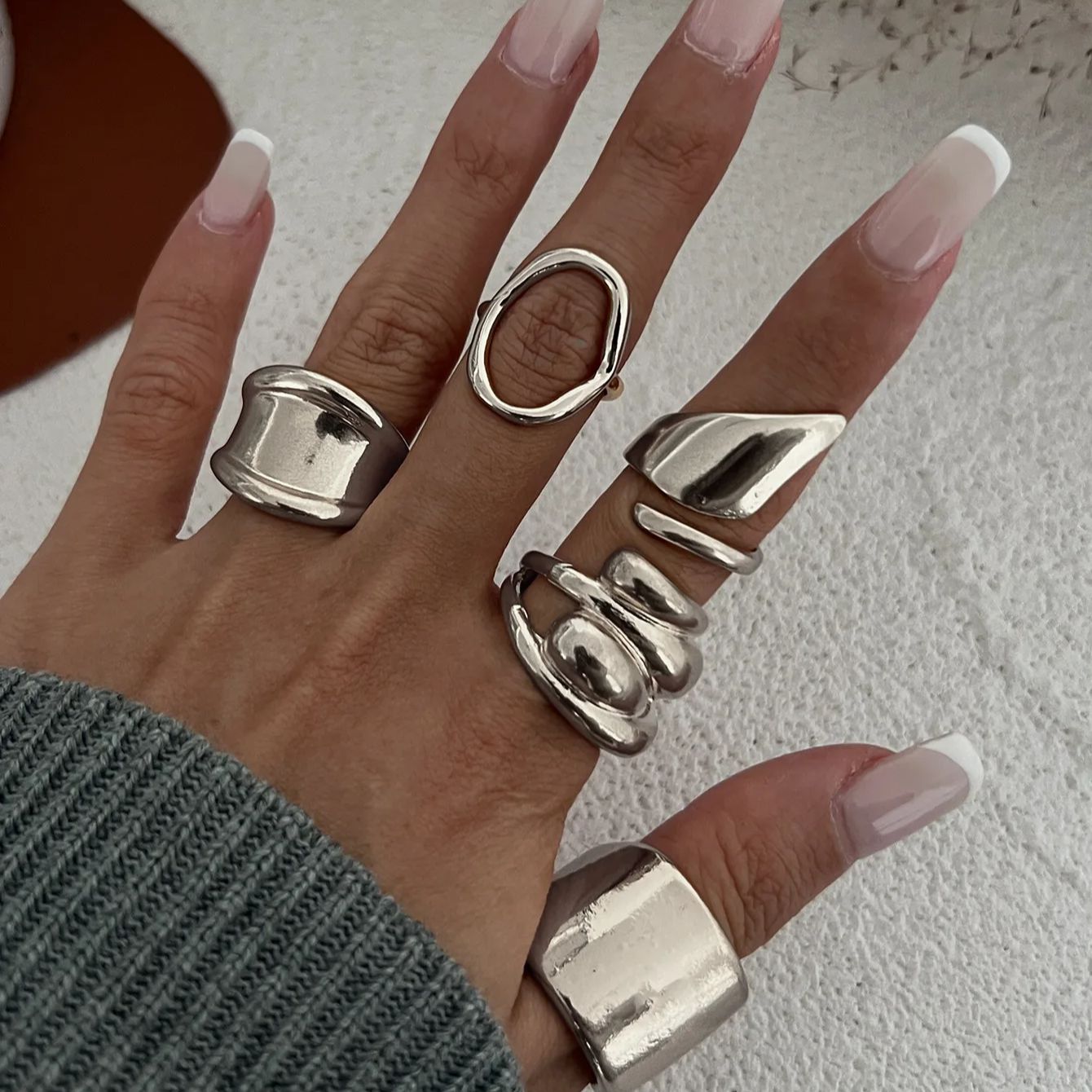 Gold & Silver Geometric Cuff Ring