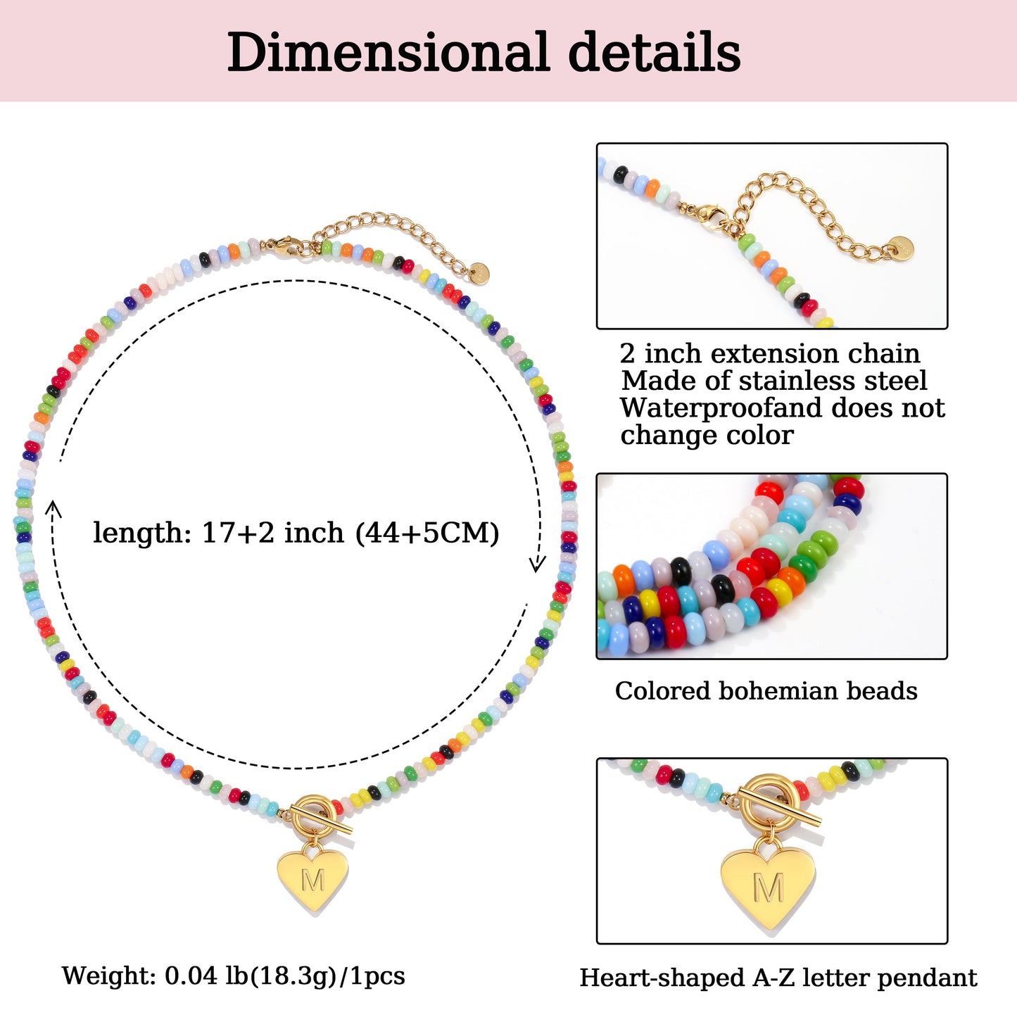 Beaded Heart Initial Pendant Necklace