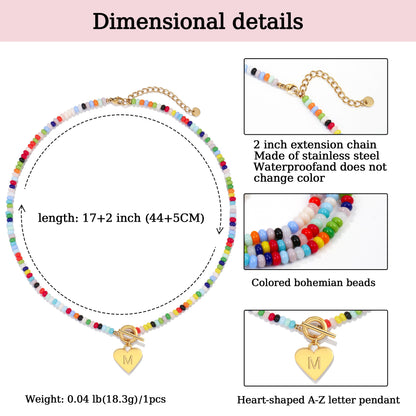 Beaded Heart Initial Pendant Necklace