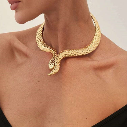 Punk Snake Torques Choker Necklace