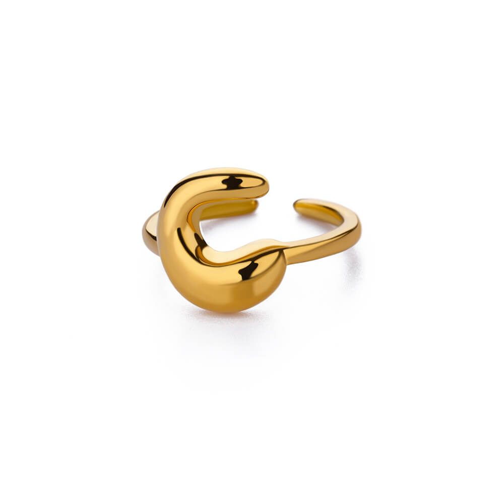 Gold Initial Statement Ring