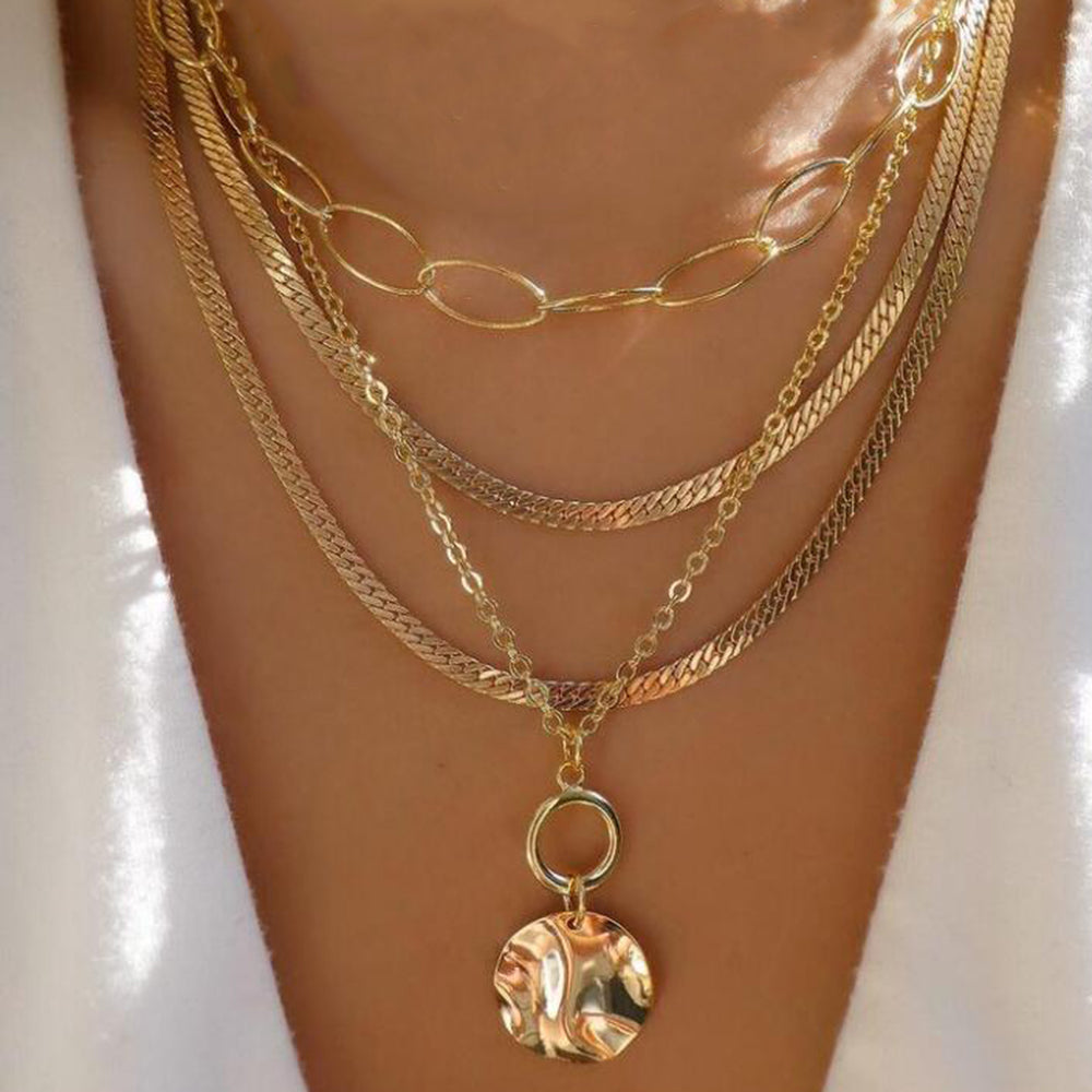 4pc Mixed Chain Gold Necklace Stack