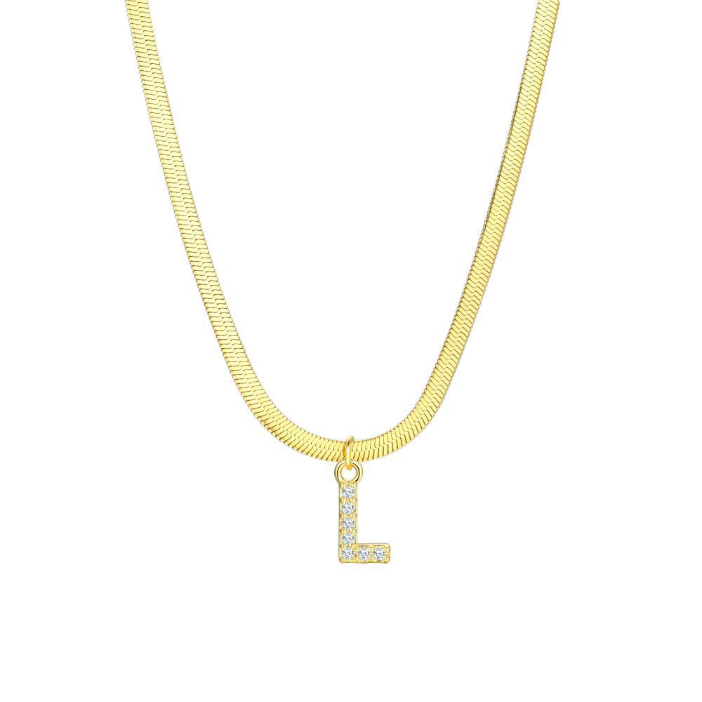 Gold Snake Chain Initial Necklace