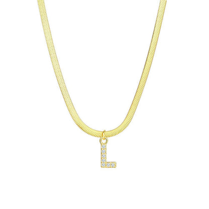 Gold Snake Chain Initial Necklace