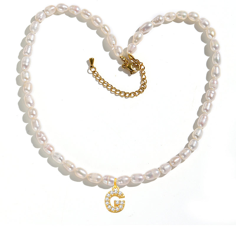 Freshwater Pearl Initial Pendant Necklace