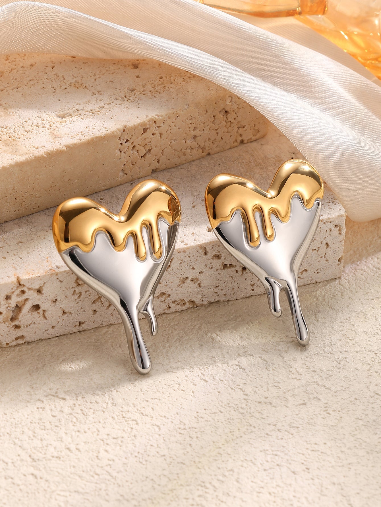 Melted Heart Statement Earrings