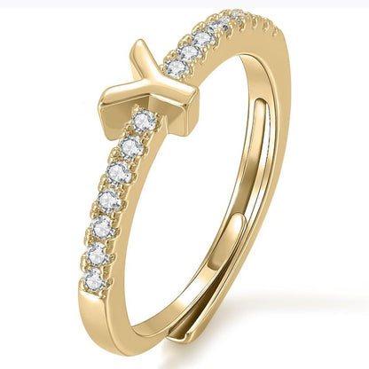 Gold Initial Letter Adjustable Ring