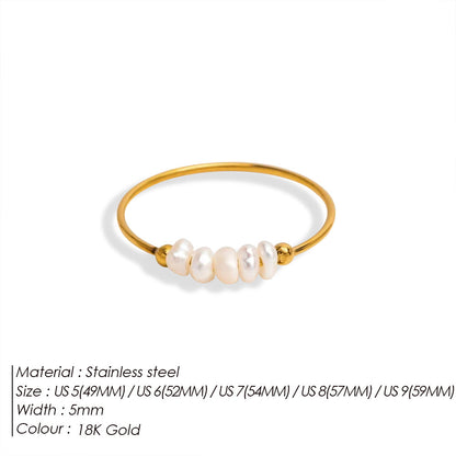 18k Gold Pearl Beaded Stacking Ring