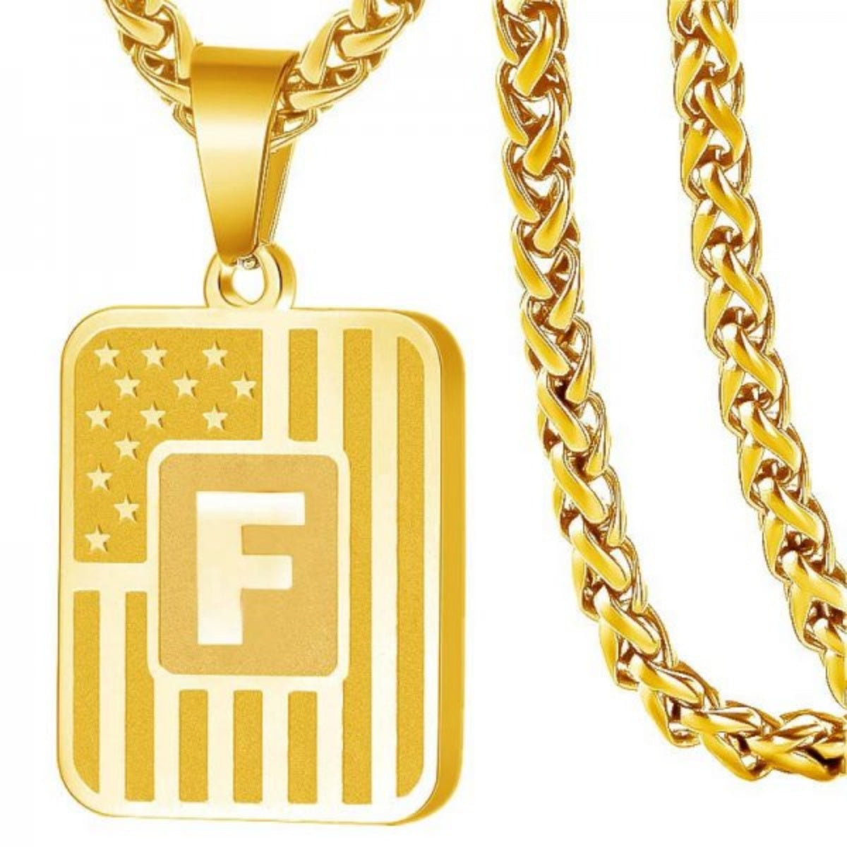 Initial Block Pendant Necklace