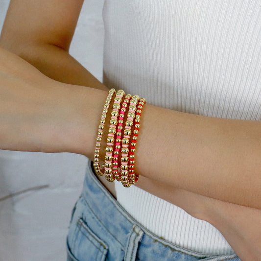 6pc Colorful Beaded Stretch Bracelet Set