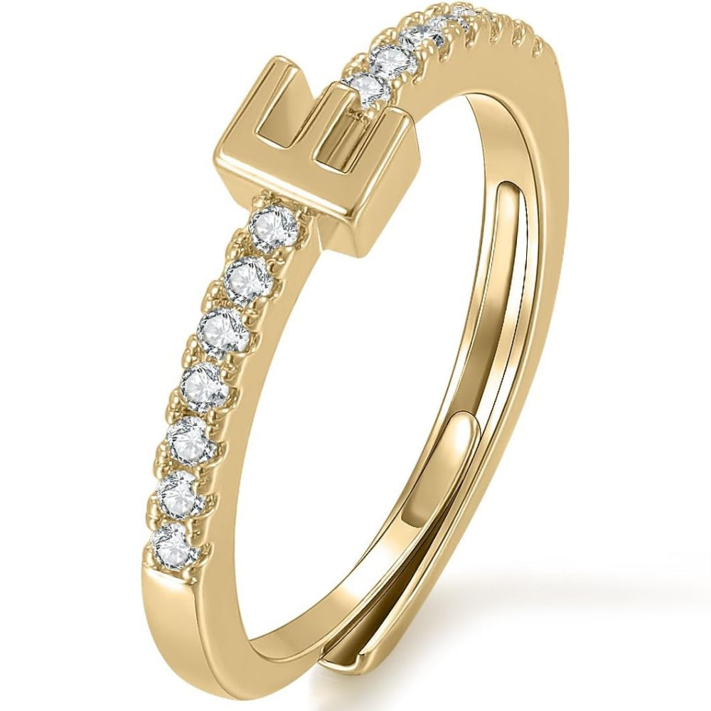 Gold Initial Letter Adjustable Ring
