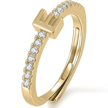 Gold Initial Letter Adjustable Ring