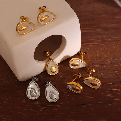 Gold & Mother of Pearl Teardrop Jewelry Set