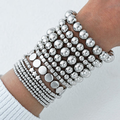 12pc Mixed Beaded Gold Bracelet Stack