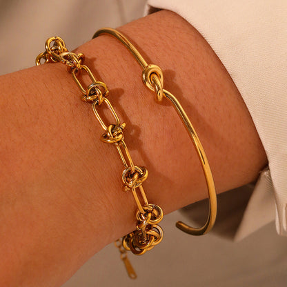 2pc Knot Detail Chain & Cuff Set