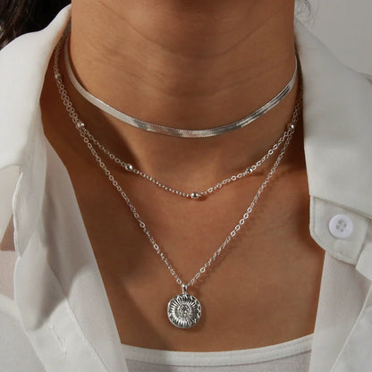 3-Layer Gold Sunflower Pendant Necklace
