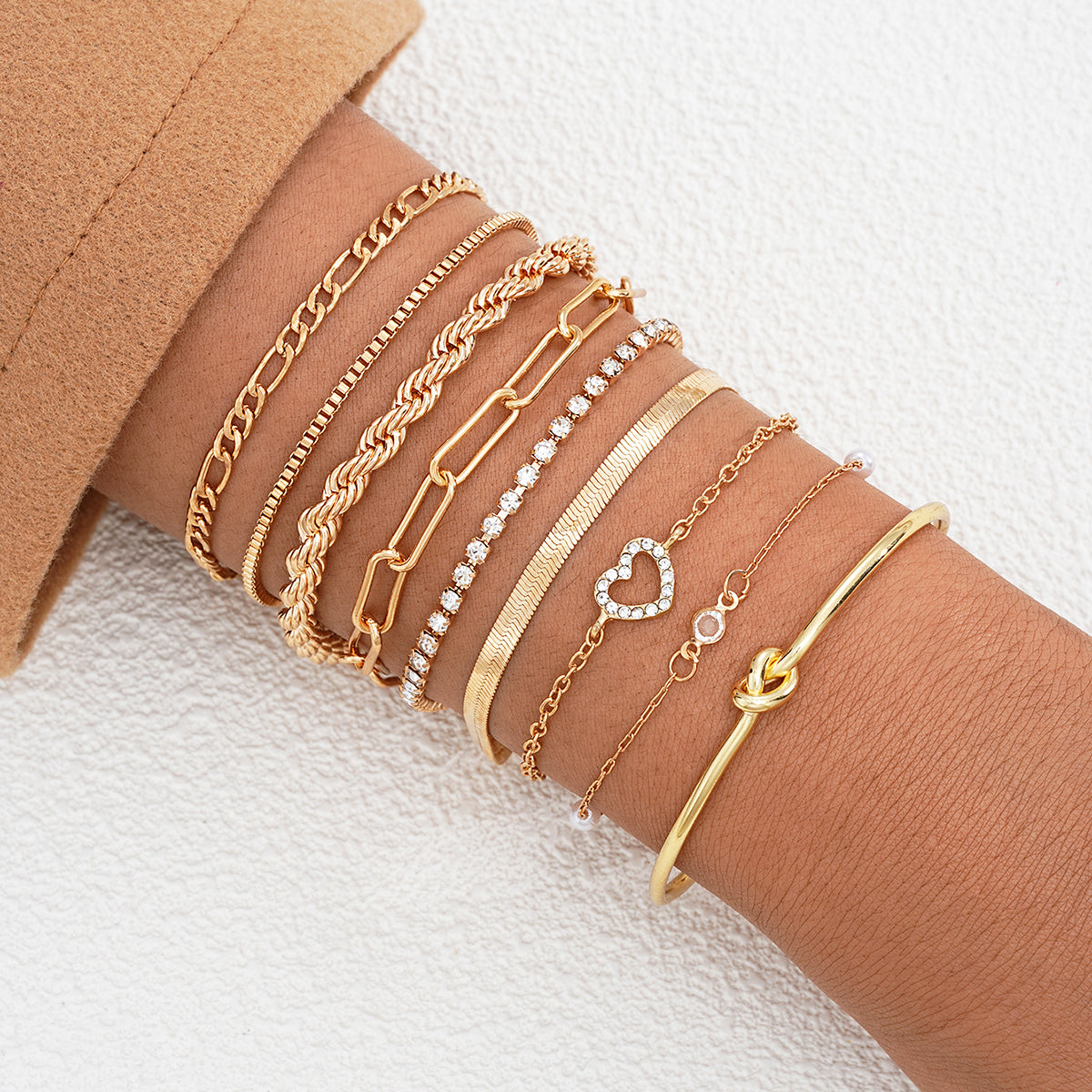 9pc Mixed Chain & Charm Bracelet Set