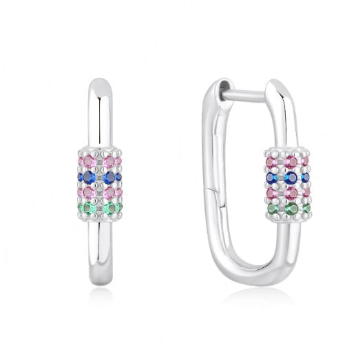 Prism Glow Gem Hoop Earrings