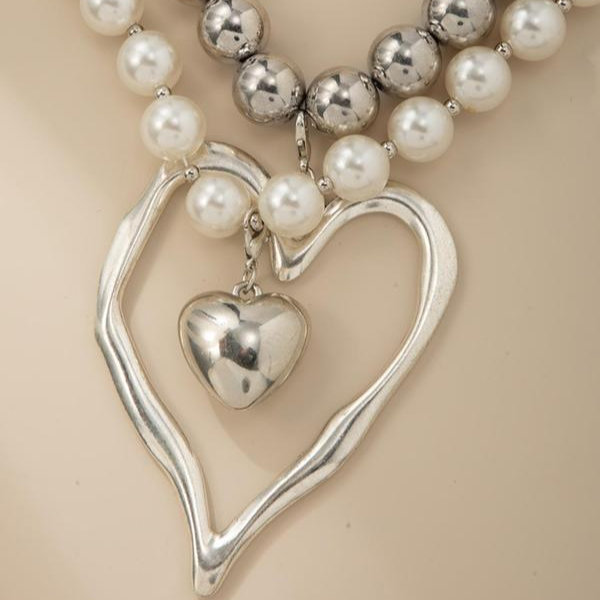 2pc Chunky Love Heart Necklace Set