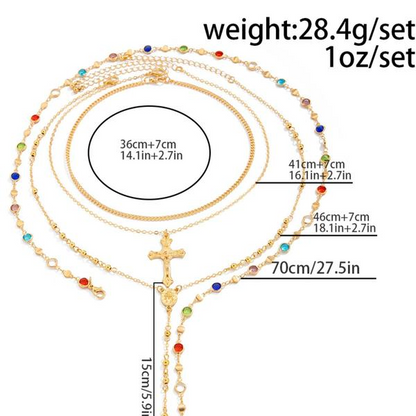 4pc Cross Layered Necklaces