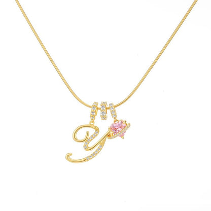 14k Initial Heart Charm Necklace