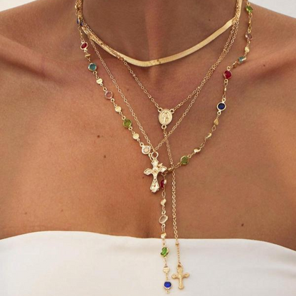 4 Piece Vintage Cross Layered Necklace