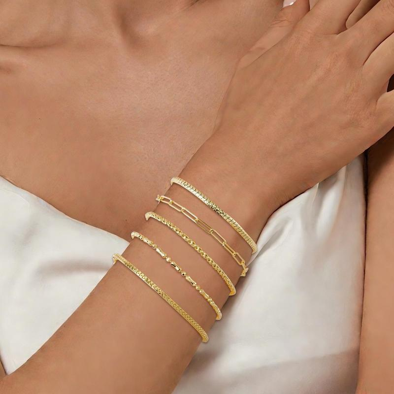 5pc Thin Dainty Stackable Bracelets
