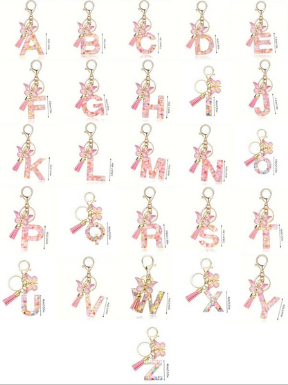 Letter and Butterfly Keychain