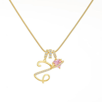 14k Initial Heart Charm Necklace