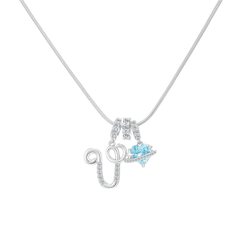 14k Initial Heart Charm Necklace