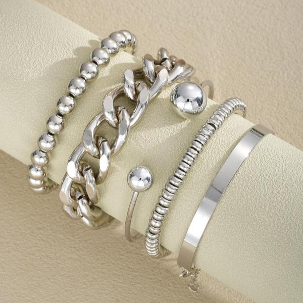 5pc Chunky Stackable Bracelet Set